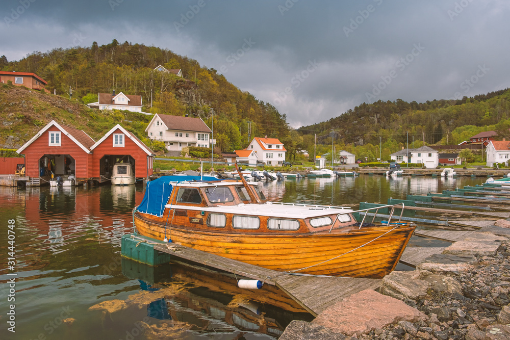  Wooden boat in the fishing village of Norway