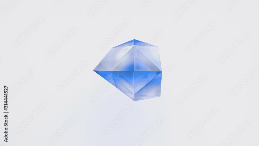 A blue futuristic polyhedron randomly transforming on white background. Dynamic backdrop for art, business and technology project. 3D rendering 4K video. A blue futuristic polyhedron randomly transforming on white background. Dynamic backdrop for art, business and technology project. 3D rendering 4K video.
