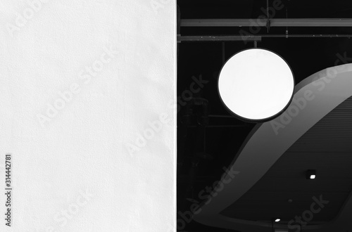 White cement wall with mock up Signage shop sign , Black and white style