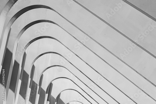 Architecture of the modern white building , Black and white style