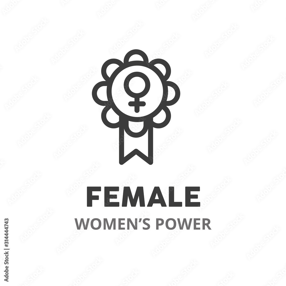 Female thin line icon. Concept of women’s power. Vector illustration symbol element for web design.