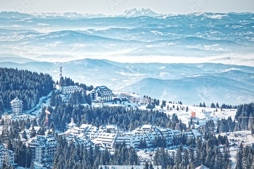 Ski mountain winter resort scenic view Kopaonik in Serbia photo
