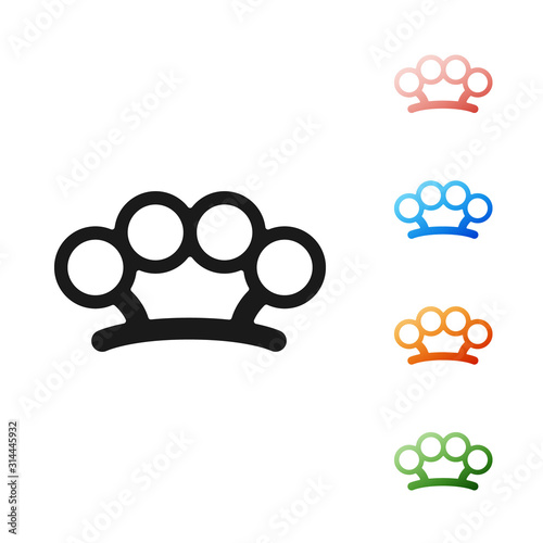 Black Brass knuckles icon isolated on white background. Set icons colorful. Vector Illustration