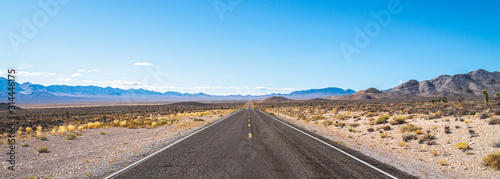 Endless road. Typical road in Nevada desert, USA. photo