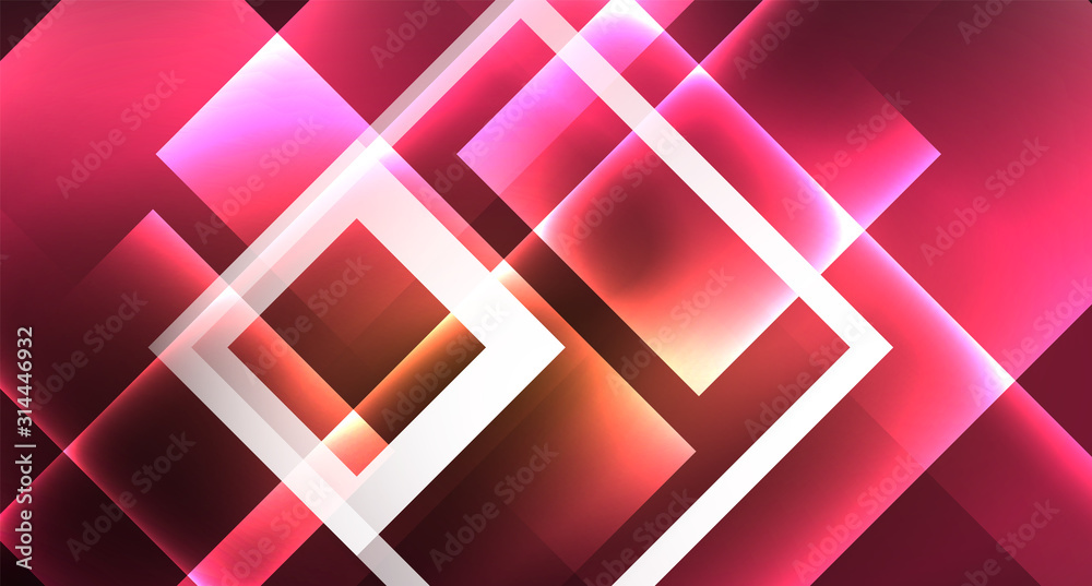 Shiny neon design square shape abstract background. Retro vector abstract design banner template Shiny neon design square shape abstract background. Retro vector abstract design banner template