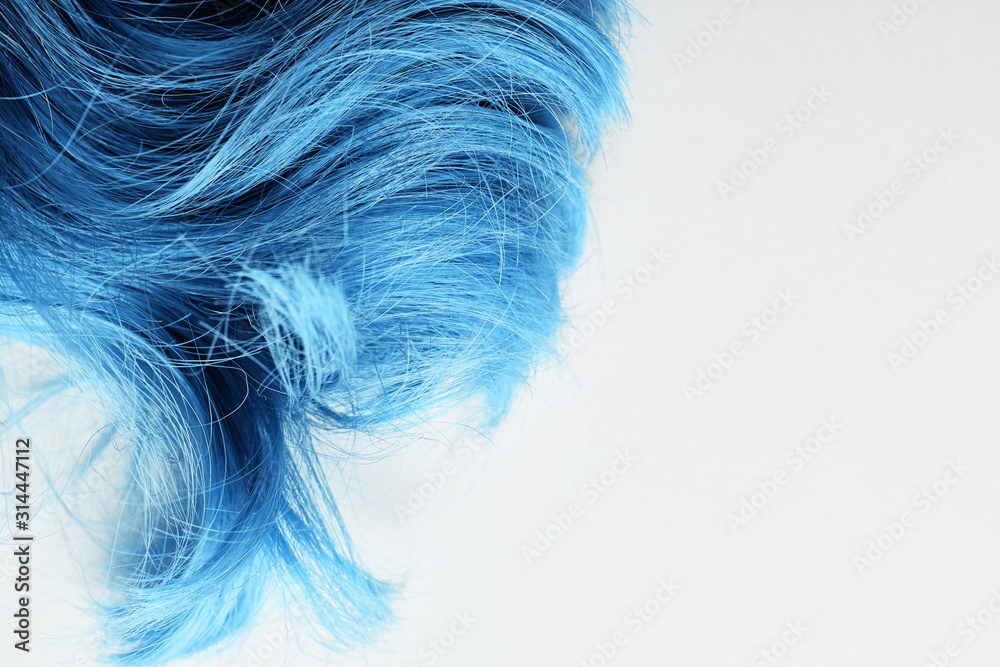 Top view of colored blue hair isolated on white Top view of colored blue hair isolated on white