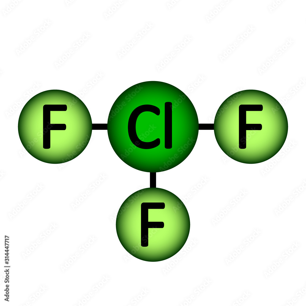 Chlorine trifluoride gas molecule icon. Chlorine trifluoride gas molecule icon.