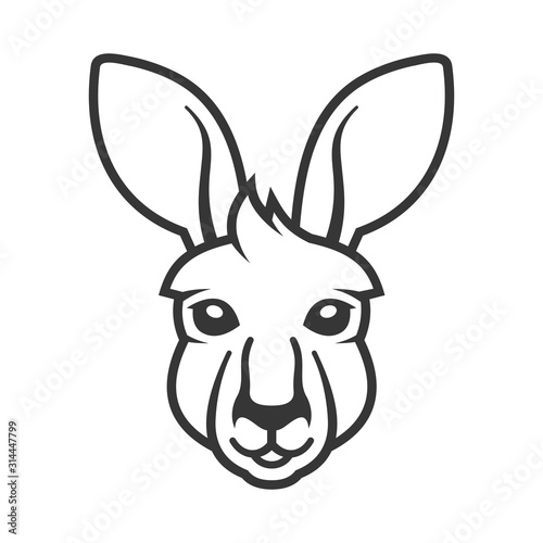 Kangaroo Head Icon. Logo on White Background. Vector