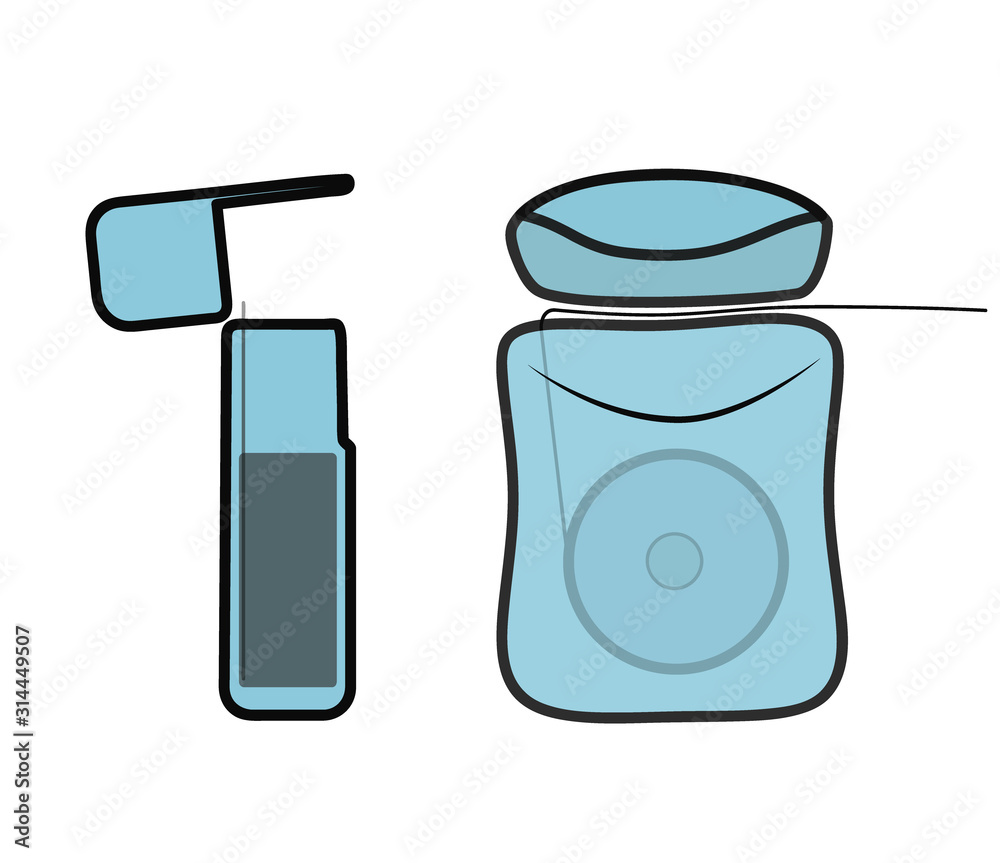 dental floss in different projections. vector illustration.