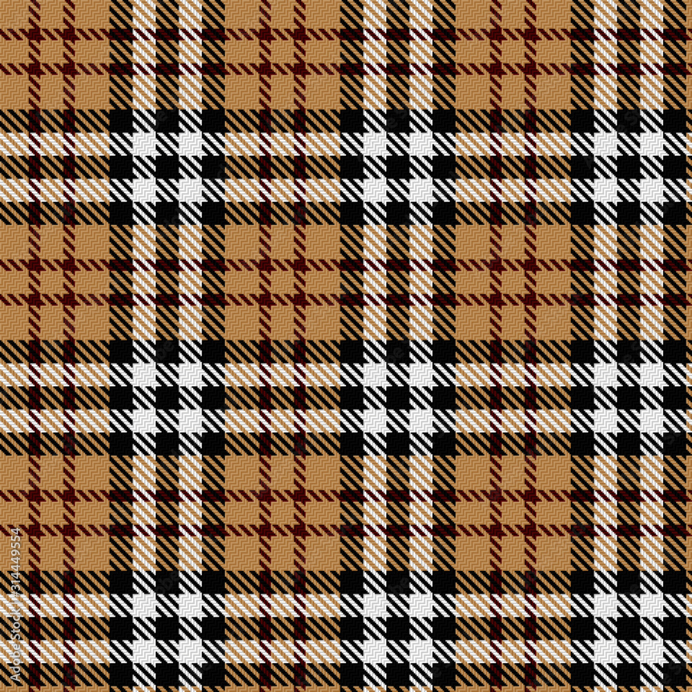 brand tartan ornament - black and white main threads on beige with thin red, repeatable seamless pattern brand tartan ornament - black and white main threads on beige with thin red, repeatable seamless pattern