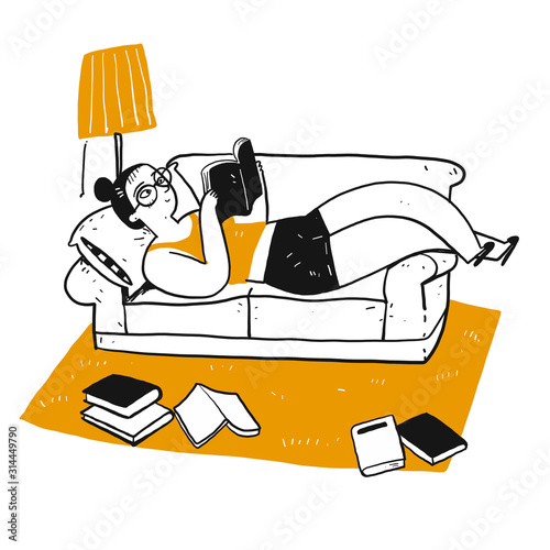 The drawing character of people reading a book.