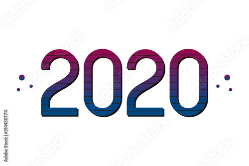 2020 new year vector illustration, banner, header with numbers and dots.