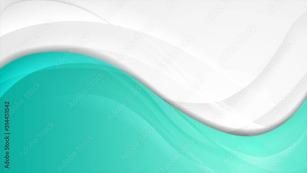 Turquoise and grey smooth blurred waves abstract motion background ...