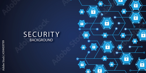 Global Network Security. The Blue Modern Background