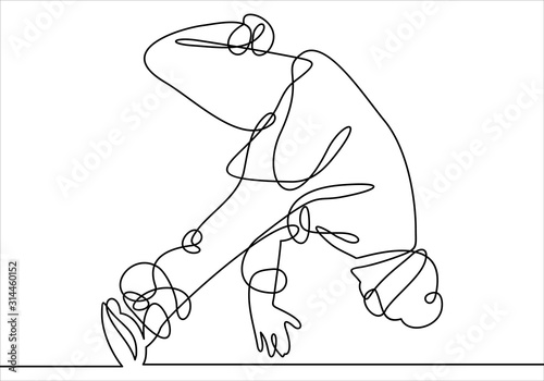 break dancer-continuous one line drawing. 