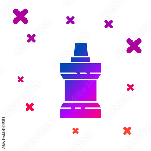 Color Mouthwash plastic bottle icon isolated on white background. Liquid for rinsing mouth. Oralcare equipment. Gradient random dynamic shapes. Vector Illustration