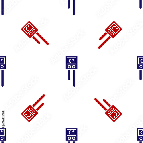 Blue and red Temperature and humidity sensor icon isolated seamless pattern on white background.  Vector Illustration
