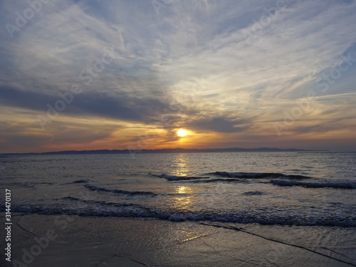 Sunset at the beach in Niigata  Japan