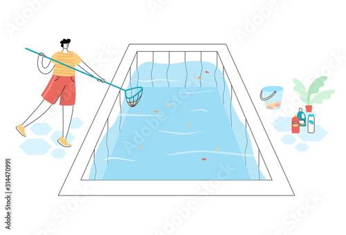 Pool Maintenance skimming leaves