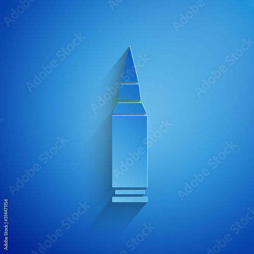 Paper cut Bullet icon isolated on blue background. Paper art style. Vector Illustration