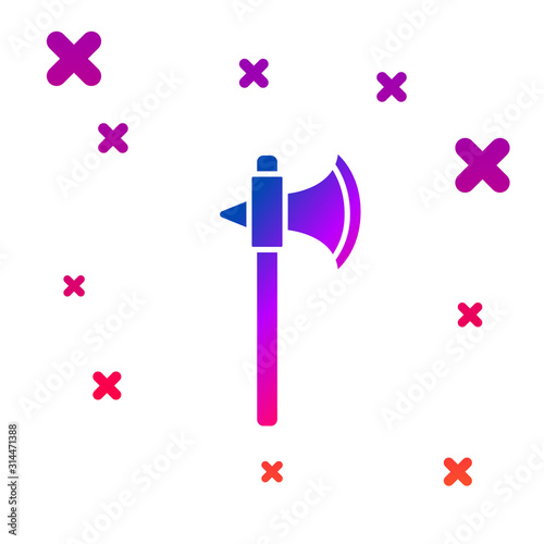 Color Medieval axe icon isolated on white background. Battle axe, executioner axe. Gradient random dynamic shapes. Vector Illustration