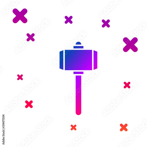 Color Battle hammer icon isolated on white background. Gradient random dynamic shapes. Vector Illustration