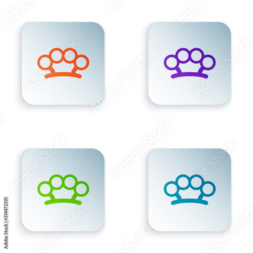 Color Brass knuckles icon isolated on white background. Set icons in square buttons. Vector Illustration