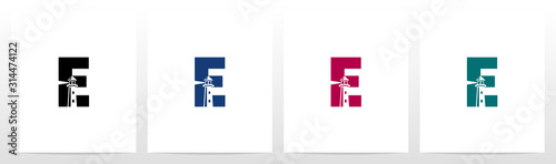 Lighthouse On Letter Logo Design E