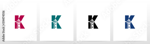 Lighthouse On Letter Logo Design K