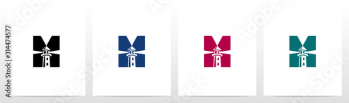 Lighthouse On Letter Logo Design M