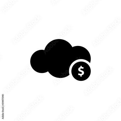 Cost cloud silhouette icon. Clipart image isolated on white background