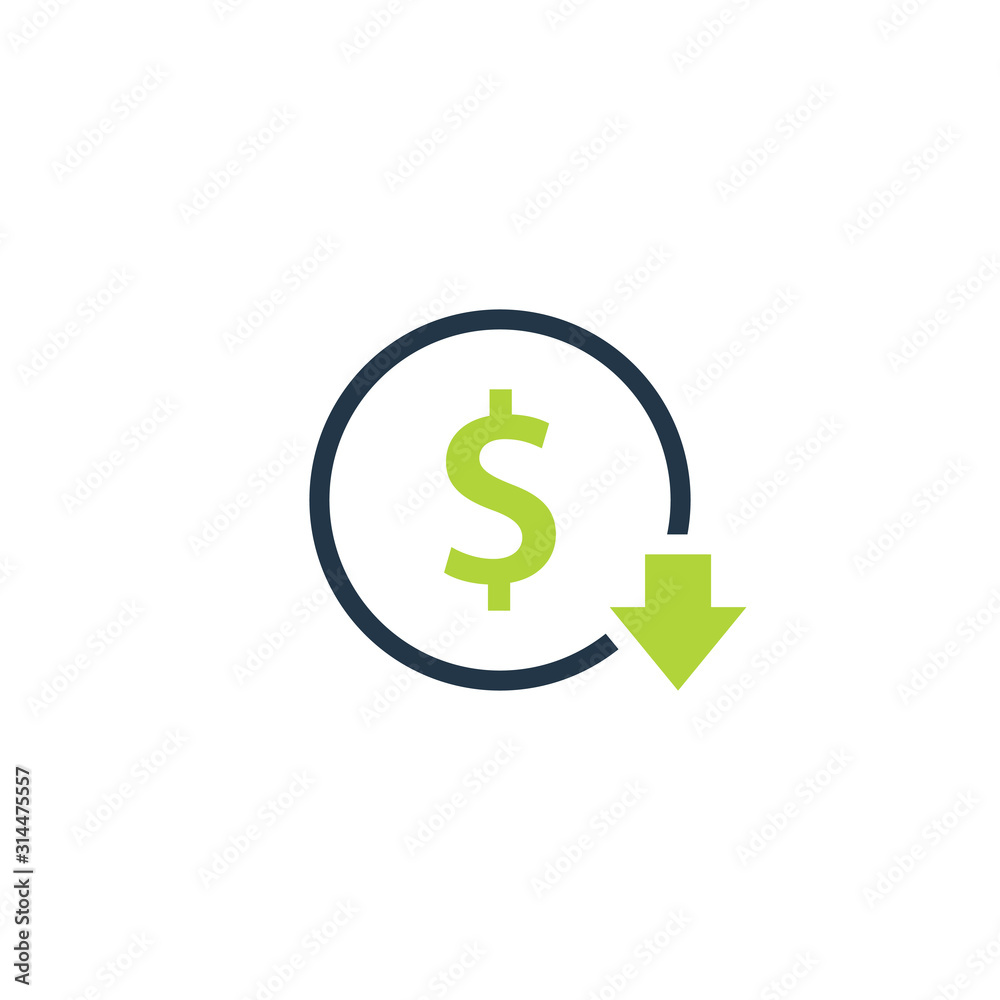 Cost reduction icon. Clipart image isolated on white background Stock ...