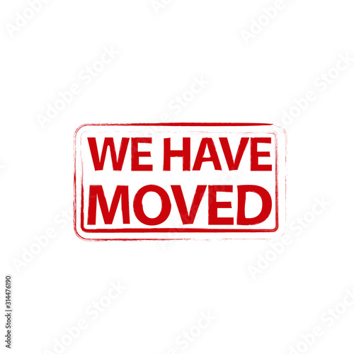 We have moved stamp. Clipart image isolated on white background