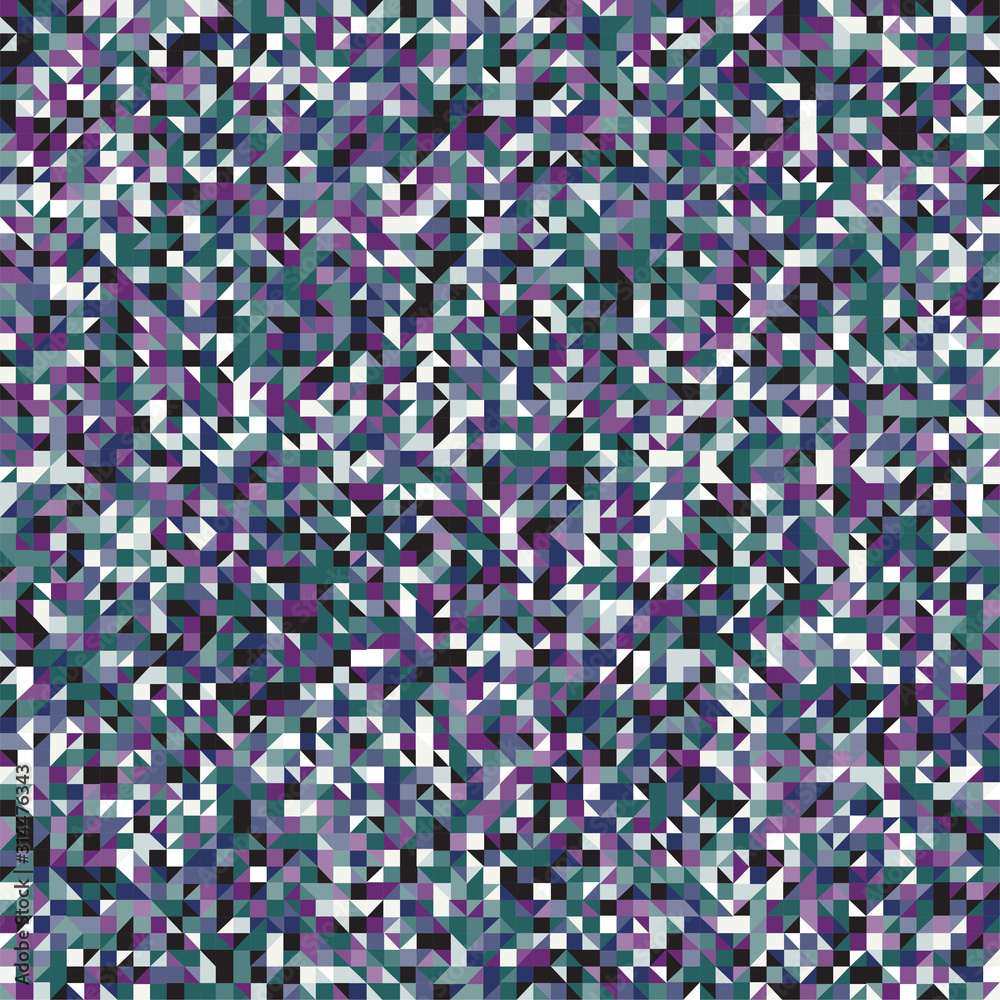 Funky random micro tiny triangle and square tiles mosaic geo chaos print seamless repeat vector pattern eps 10 swatch.