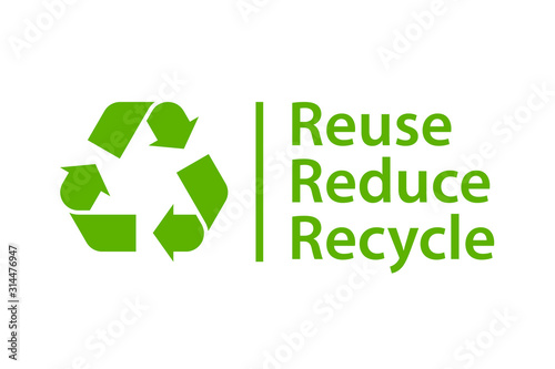 Reduce Reuse Recycle poster. Clipart image isolated on white background