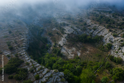 Aerial View, Geological Landscape, Lastras de las Heras, Valle de Losa, Junta de Traslaloma, Las Merindades, Burgos, Castilla y Leon, Spain, Europe photo