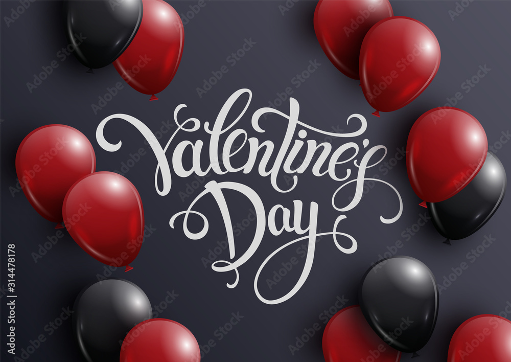 Valentines day background with red and black balloons. Can be used for wallpaper, flyers, invitation, posters, brochure, banners. Valentines day background with red and black balloons. Can be used for wallpaper, flyers, invitation, posters, brochure, banners.