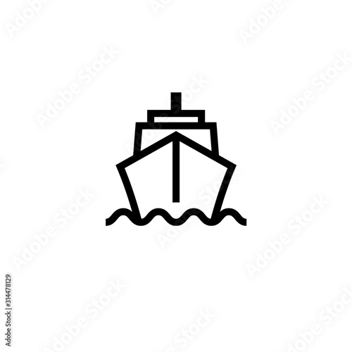 Cruise ship front outline icon. Clipart image isolated on white background