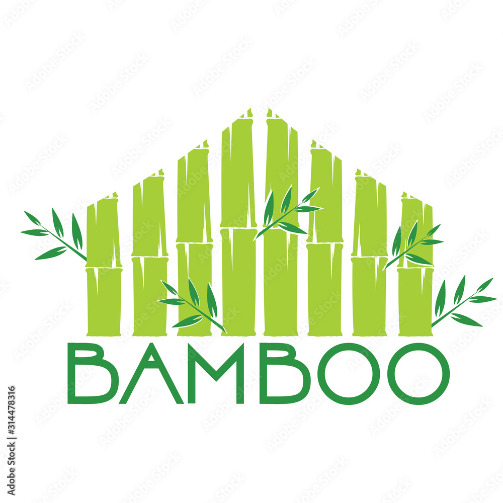 Template design logo bamboo Vector illustration of icon