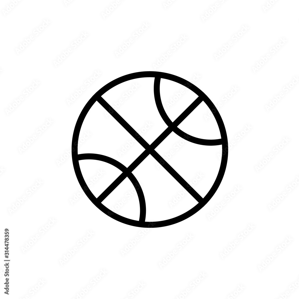Basketball ball outline icon. Clipart image isolated on white