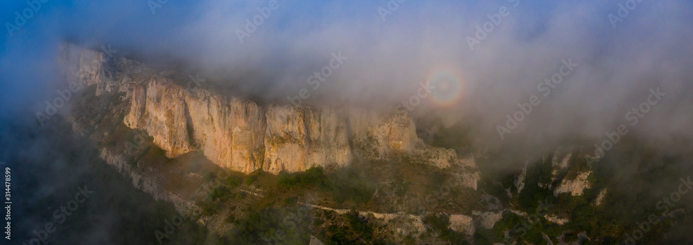 Aerial View, Cliffs, Geological Landscape, Villasante de Montija, Merindad de Montija, Las Merindades, Burgos, Castilla y Leon, Spain, Europe