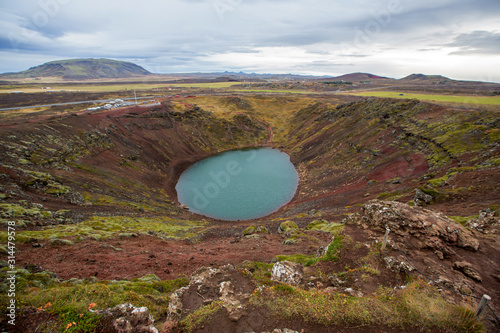 Kerid crater lake in Iceland photo