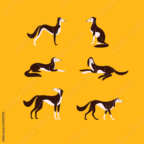 Cartoon dog sketch line icon. Greyhound icons set. Childish print for nursery  kids apparel  poster  postcard  pattern.