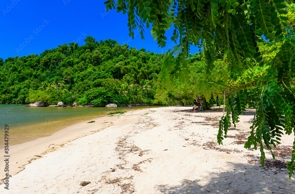 Jabaquara beach in Paraty, Rio de Janeiro, Brazil. Paraty is a preserved Portuguese colonial and Brazilian Imperial municipality Jabaquara beach in Paraty, Rio de Janeiro, Brazil. Paraty is a preserved Portuguese colonial and Brazilian Imperial municipality