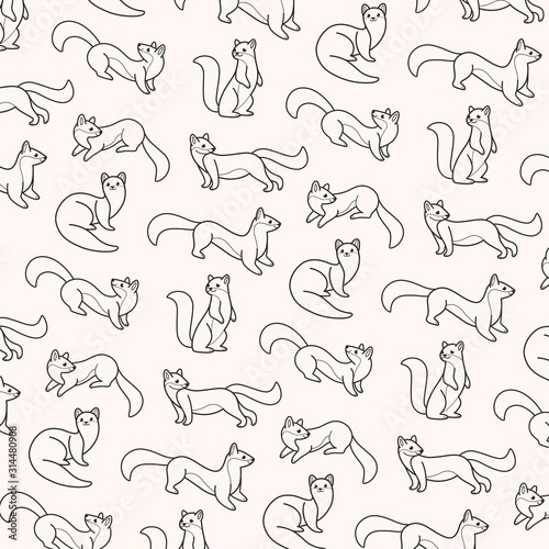 Simple trendy pattern with cartoon sable. Cute vector illustration for prints, clothing, packaging and postcards.