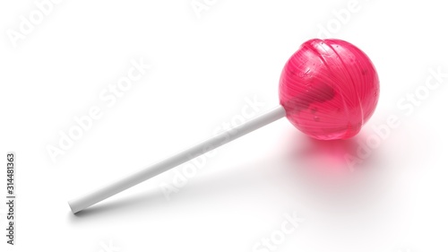 Canvas Print Sweet pink lollipop on stick