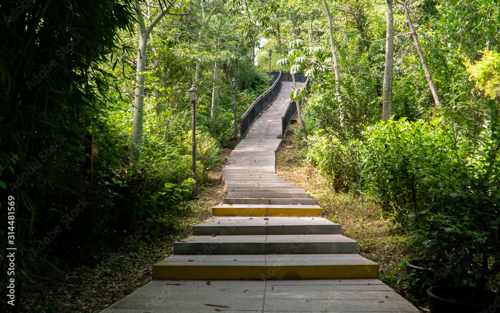 Obraz premium stone steps rushing down the stairs