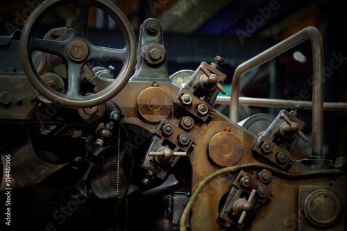 Detail einer alten Druckmaschine