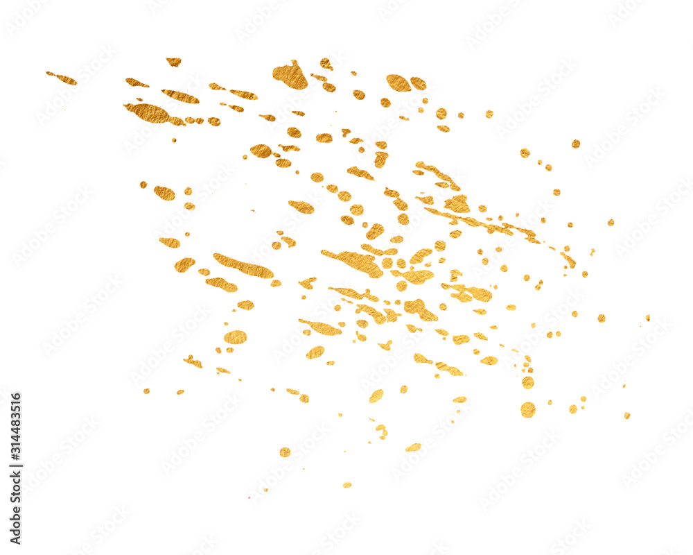 Gold Watercolor texture isolated on a white background. Abstract shape in golden color. Perfect for decor, design, textile