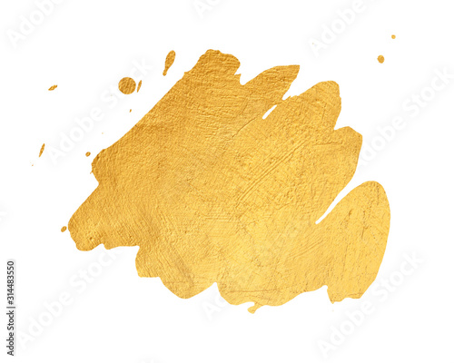 Gold Watercolor texture isolated on a white background. Abstract shape in golden color. Perfect for decor, design, textile